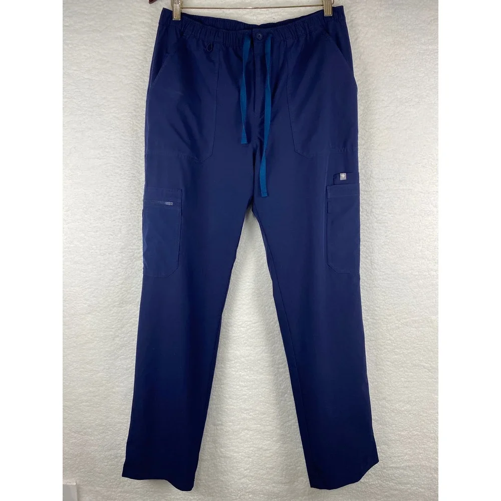 FIGS Technical Collection Mens Navy Blue Scrub Pants Medium Cargo Zip Fly